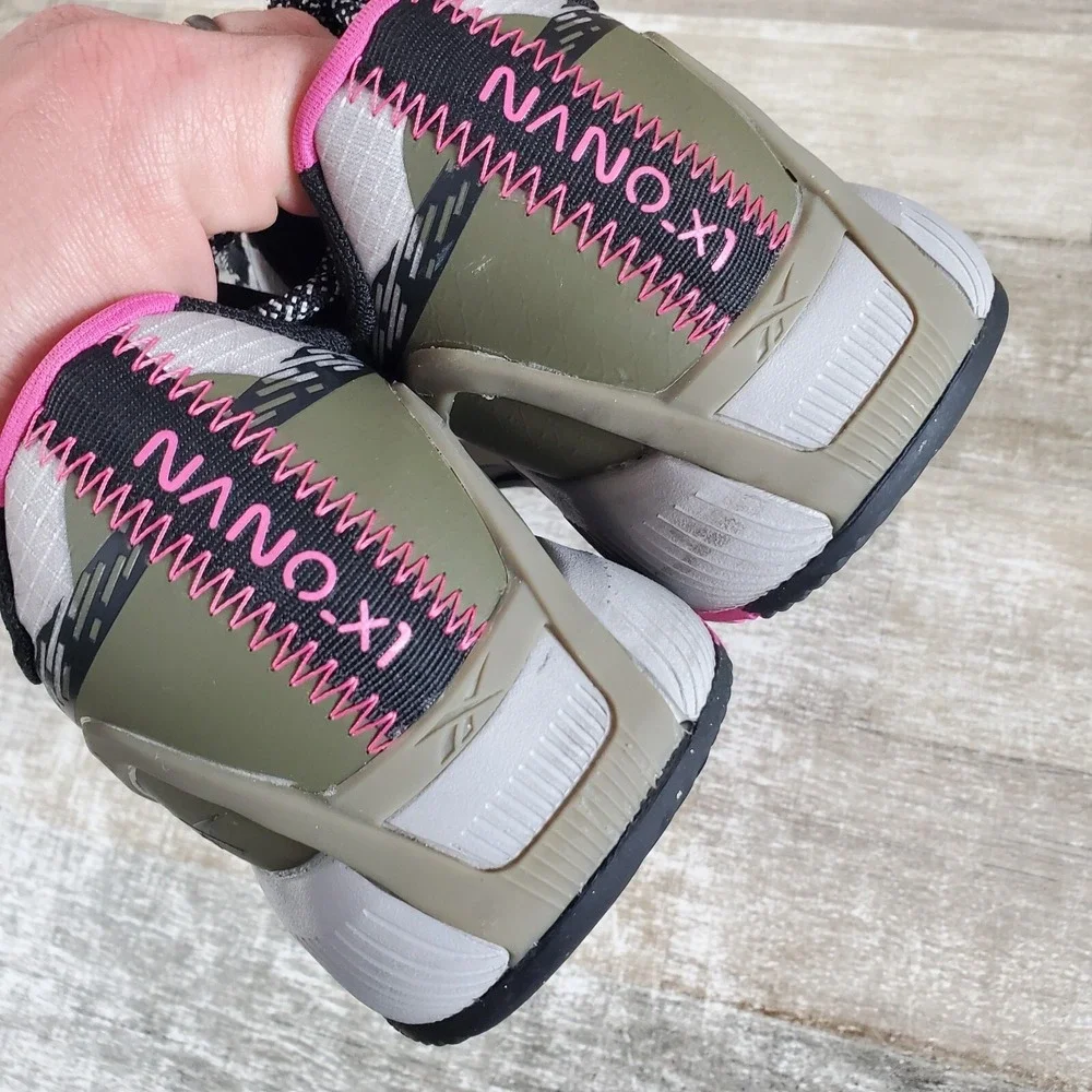 Reebok Nano X1 Adventure Womens‎ Work Shoes Sz 8.5 M Silver Army Green Sneakers